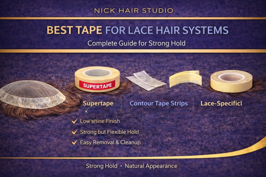 Best tape for lace hair systems comparison showing hair system adhesive tape options