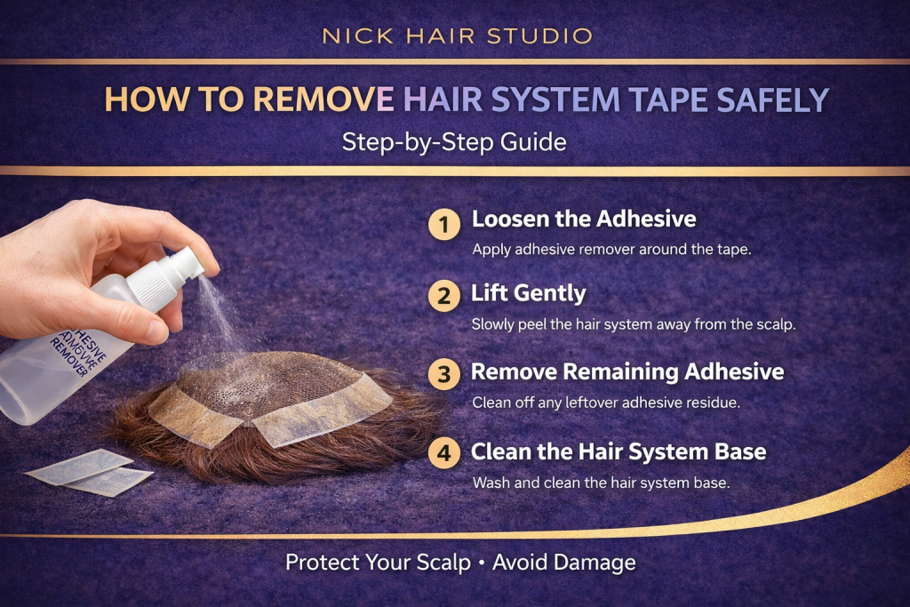how to remove hair system tape safely step by step